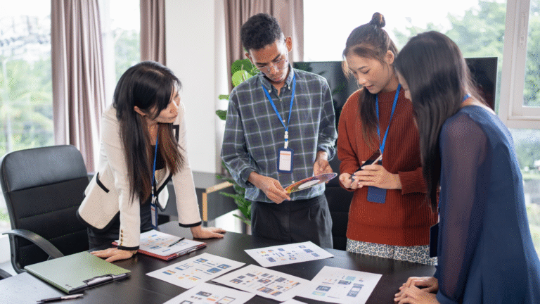 Asian business woman brainstorm meeting with application designers mobile app interface Creative digital development software design project - image for Best Time-Saving Tools for Healthcare Content Teams in 2026